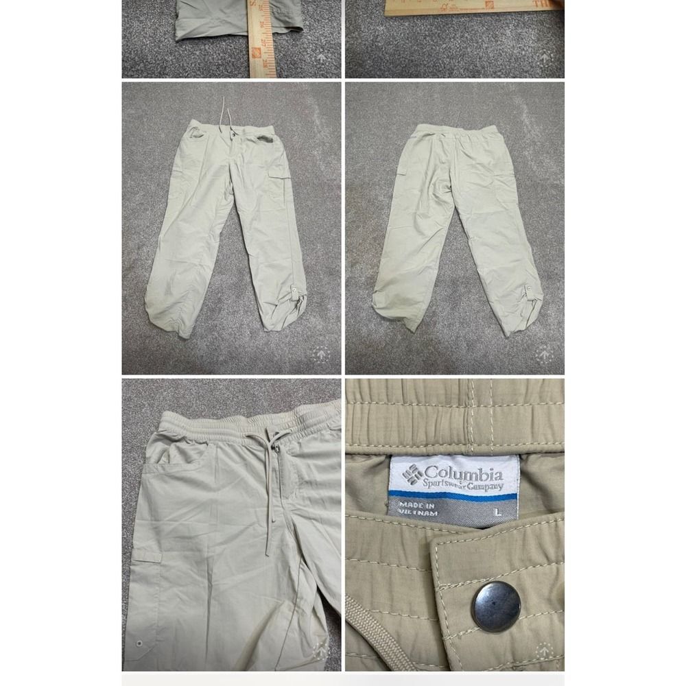 Columbia womens size large tan beige hiking cargo pants nylon adjustable leg